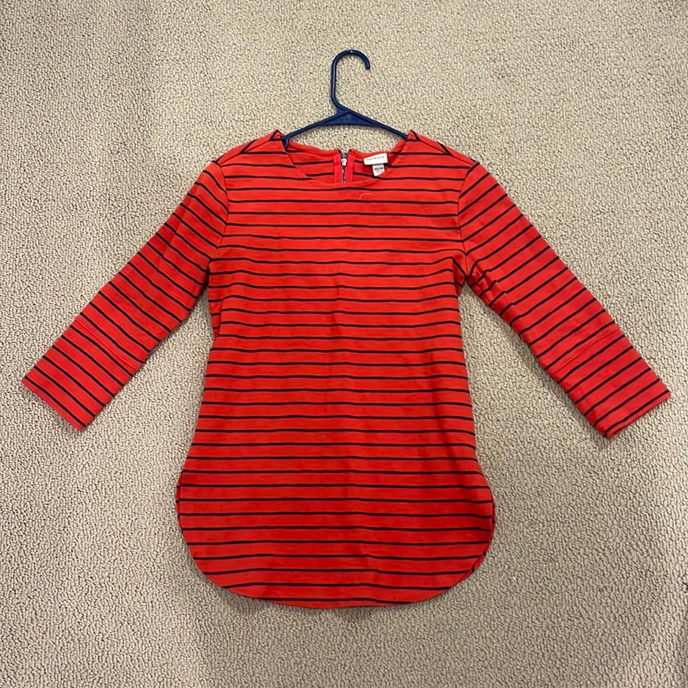 Orange + Navy Striped Shirt